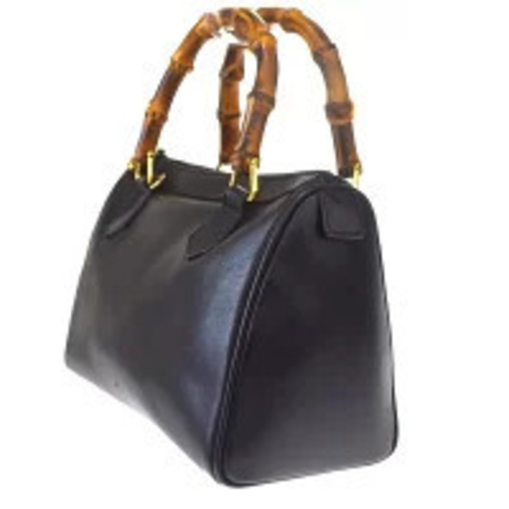 Gucci Bamboo Leather Black Handbag Black